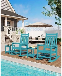 gaomon Outdoor Patio Hdpe Rocking Chair Set of 2 with 1 Side Table for Patio Front Porch