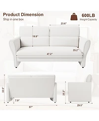 gaomon 57" Modern Loveseat Sofa, Boucle Small Couch with High Backrest and Removable Lumbar Pillows, Easy Assembly, Upholstered Comfy Sofa
