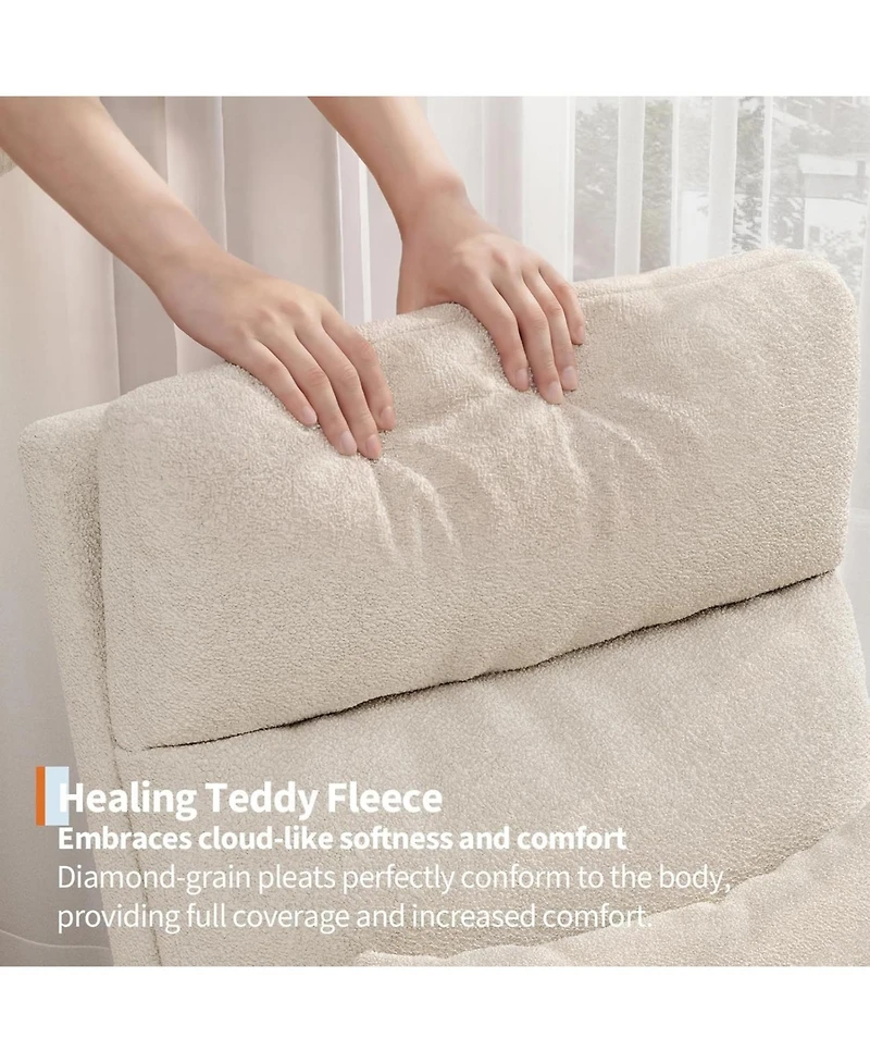 gaomon Teddy Fleece Rocking Chair with Footrest, Modern Nursery Glider Chair with Side Pockets and Pillow