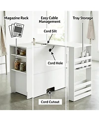 gaomon Extendable Kitchen Counter and Microwave Stand with Drawers, 39-67 in. Wide, Wood-Grain Finish