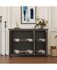 Clihome Buffet Cabinet with 3 Mirrored Doors, 49.33'' Wide Storage Adjustable Shelves