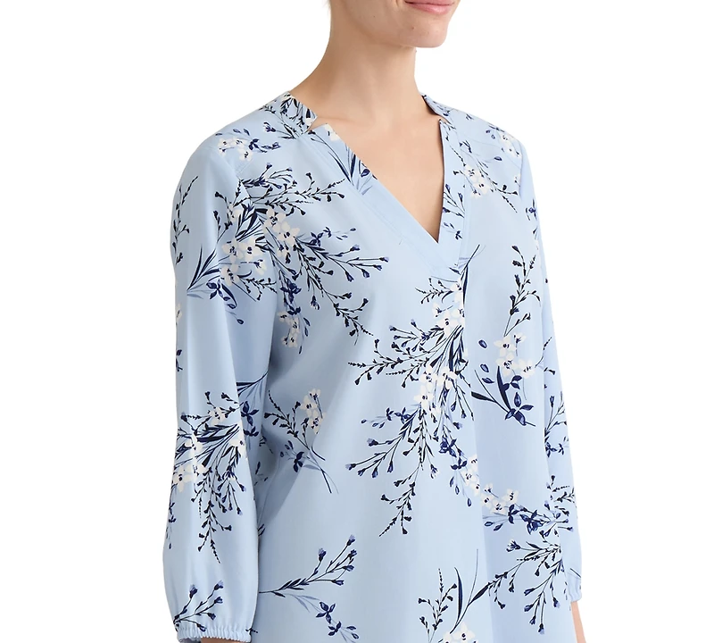 Jones New York Plus Printed V-Neck Top