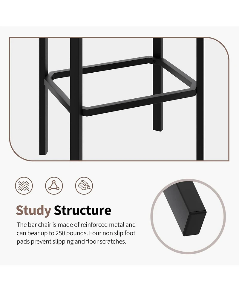 gaomon 24 Inches BarStools Set of 4, Pu Leather Kitchen Chairs with 2 Inch Thick Upholstery, Counter Height Bar Stools, Sturdy Metal Base