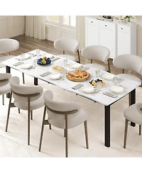 gaomon 78.7 Inch Dining Table for 6-8, Rectangular Mdf Top with Wave Edge, Durable Metal Frame, Waterproof and Scratch Resistant