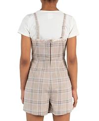Rare Editions Girls' 7-16 Short-Sleeve T-Shirt and Plaid Woven Overlap Skirt Romper, 2-Piece Set