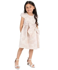 Rare Editions Girls' 2T-6X Brocade Cap Sleeve Beaded Trim Dress