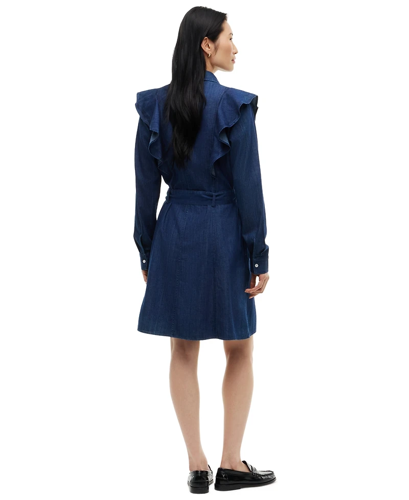 Tommy Hilfiger Women's Denim Volant Polo Collar Dress
