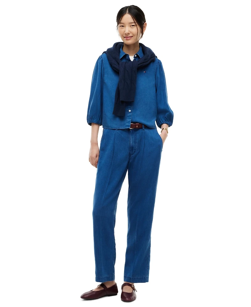 Tommy Hilfiger Women's Chambray Tapered Pants