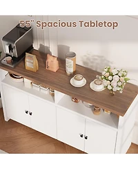 gaomon Sideboard Buffet Cabinet with Storage, 55" Large Farmhouse Kitchen Storage Cabinet with 4 Doors and Adjustable Shelves