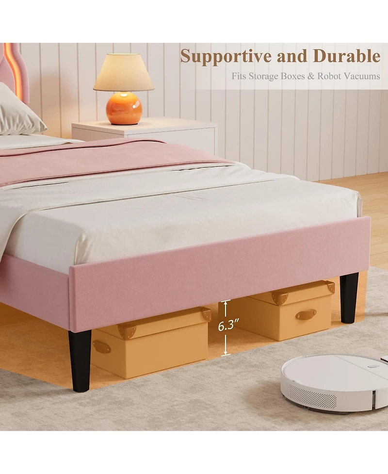 gaomon Luxury Upholstered Platform Bed Frame Thick Padded Headboard - Sturdy California Modern Bedroom Furniture