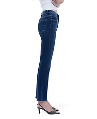 Vervet Women's Super High Rise Stretch Raw Hem Slim Straight Jeans