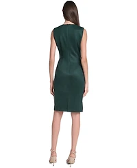 Calvin Klein Women's Sleeveless Suede & Faux Leather Panel Sheath Dress