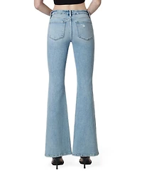 Flying Monkey Women's Low Rise Seamless Waistband Flare Jeans