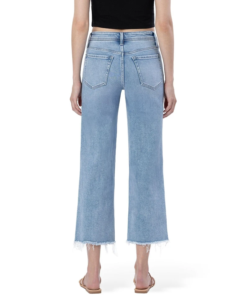 Vervet Women's High Rise Crop Slim Wide Leg Jeans