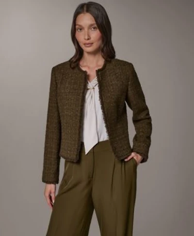 Donna Karan New York Womens Open Front Fring Jacket