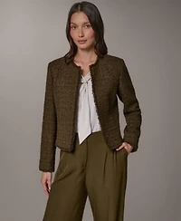 Donna Karan New York Womens Open Front Fring Jacket