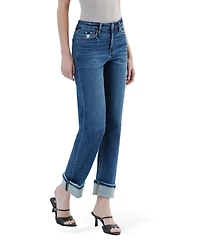 Vervet Women's High Rise Distressed Cuffed Straight Jeans