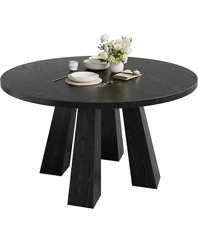 gaomon 47" Round Dining Table for 4-6, Wood Kitchen Table with Sturdy Base