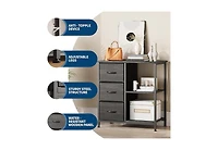 homfan 3-Drawer File Cabinet with Printer Stand - Under Desk Organizer with 2 Open Storage Shelves