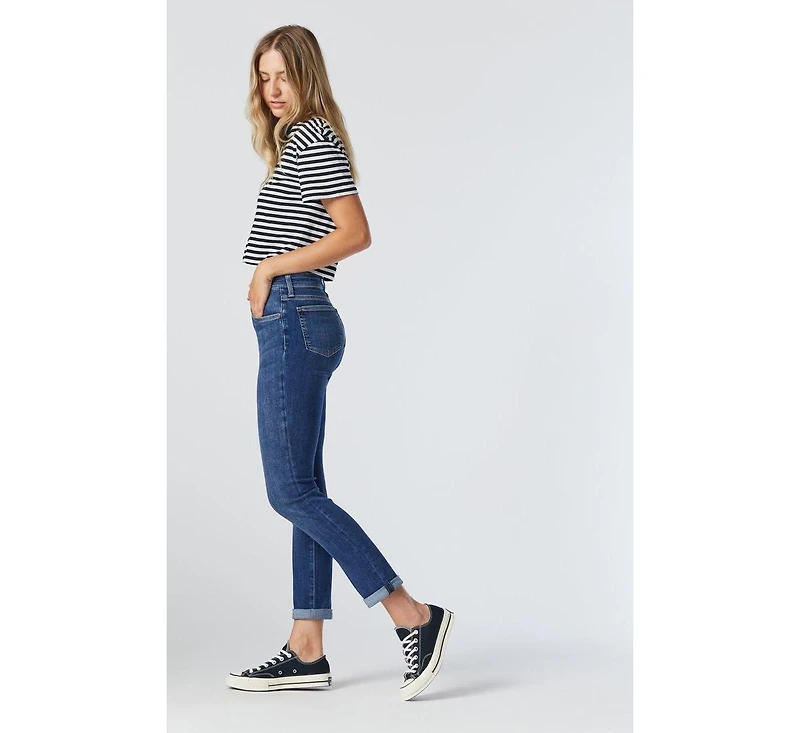 Mavi Jeans Women's Kathleen Mid Rise Boyfriend Feather Blue