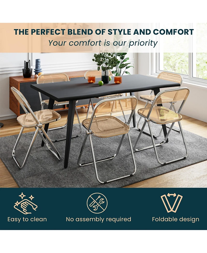 LeisureMod Lawrence Acrylic Folding Chair With Metal Frame