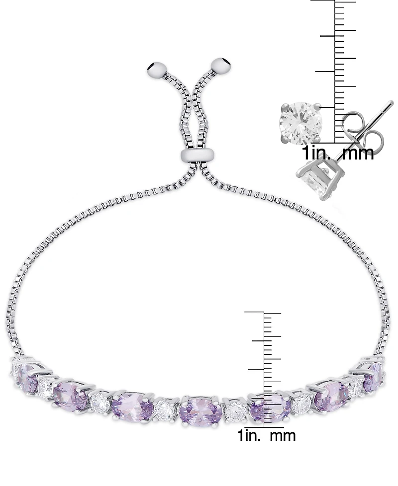 Macy's Simulated Citrine Cubic Zirconia Oval Round Adjustable Bracelet with Stud Earrings 2-Piece Set