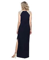 Alex Evenings Petite Embroidered Shoulder Illusion Ball Gown