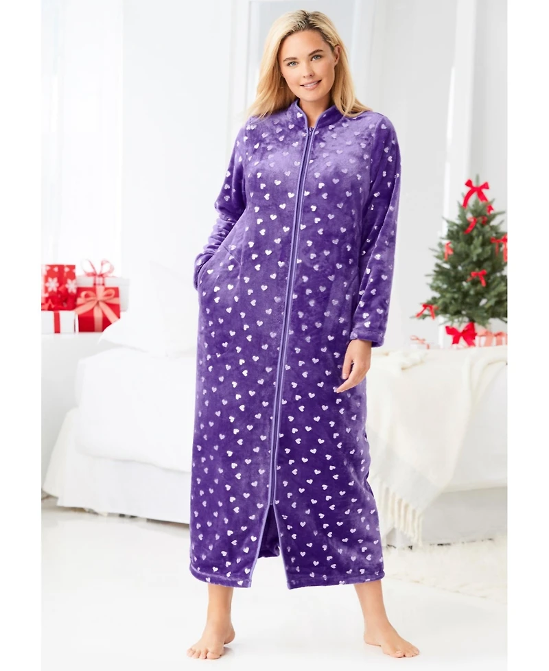 Dreams & Co. Women's Plus Plush Zip-Front Robe