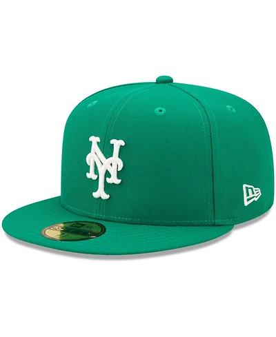 New Era Men's Kelly Green York Mets White Logo 59FIFTY Fitted Hat