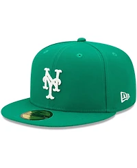 New Era Men's Kelly Green York Mets White Logo 59FIFTY Fitted Hat