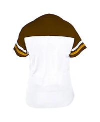 Fanatics Women's Profile White/Brown San Diego Padres Plus Two-Stripe V-Neck T-Shirt