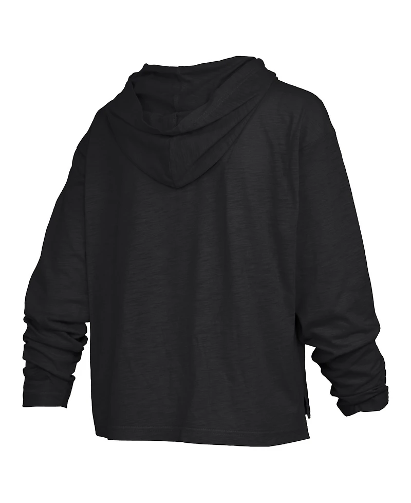 Pressbox Women's Black Ohio State Buckeyes Castillo Slub Waist Length Long Sleeve Hoodie T-Shirt