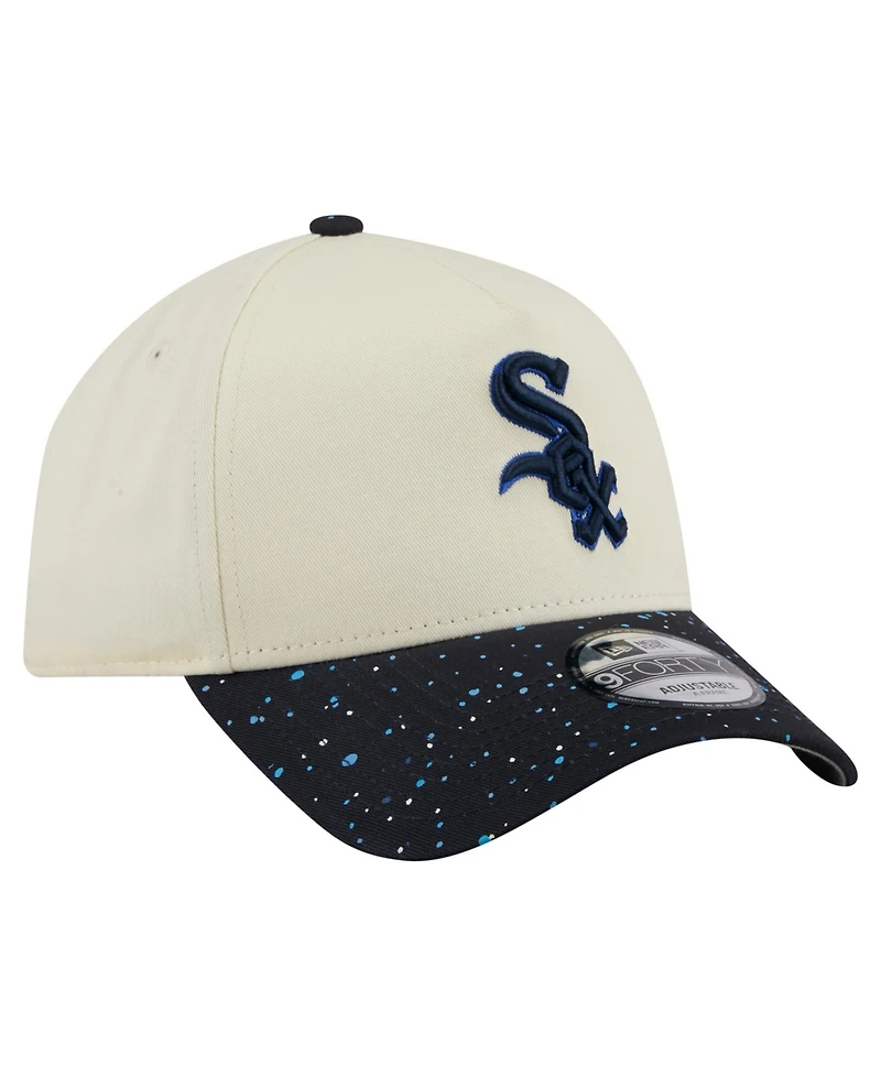 New Era Men's Cream Chicago White Sox Speckle A-Frame 9FORTY Adjustable Hat