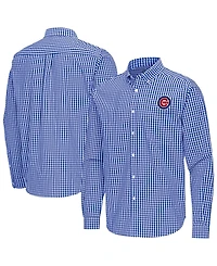 Antigua Men's Royal Chicago Cubs Ellis Woven Tri-Blend Button-Down Shirt