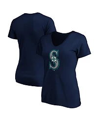 Logo Athletic Women's Navy Seattle Mariners V-Neck T-Shirt