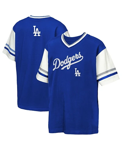 Outerstuff Big Boys and Girls Royal Los Angeles Dodgers Big League Base Runner Ringer T-Shirt