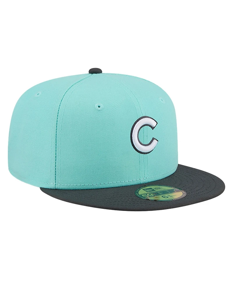 New Era Men's Turquoise/Charcoal Chicago Cubs Two-Tone Color Pack 59FIFTY Fitted Hat