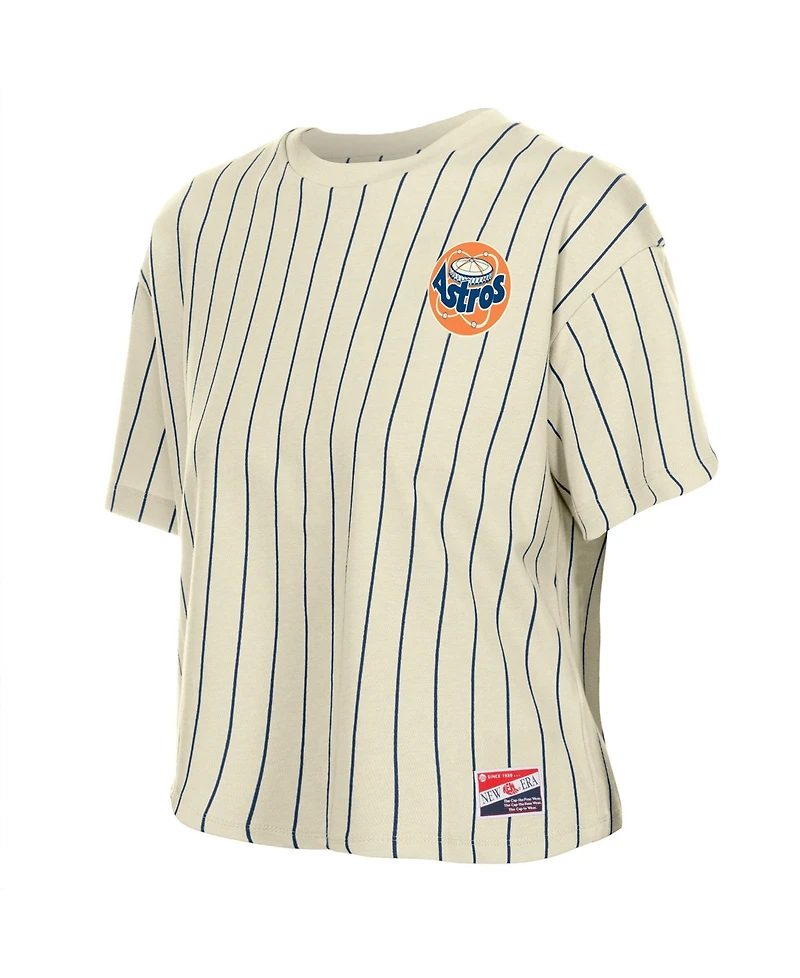 New Era Women's Cream Houston Astros Throwback Boxy T-Shirt