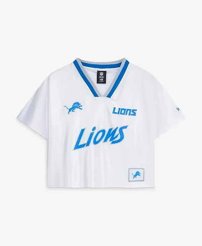 New Era Women's White Detroit Lions Sport Classics Boxy Cropped Fashion Jersey