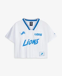 New Era Women's White Detroit Lions Sport Classics Boxy Cropped Fashion Jersey