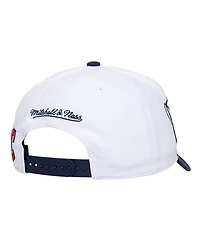 Mitchell & Ness Men's and Women's White/Navy Cleveland Guardians Xl Script Pro Crown Adjustable Hat