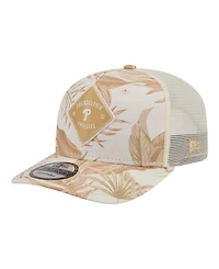 New Era Men's Tan Philadelphia Phillies Tonal Palm Coolera 9SEVENTY Adjustable Trucker Hat