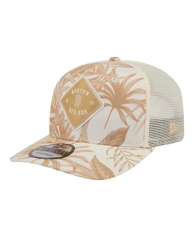 New Era Men's Tan Boston Red Sox Tonal Palm Coolera 9SEVENTY Adjustable Trucker Hat