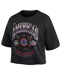 Fanatics Women's Black Chicago Cubs Americana Crop T-Shirt