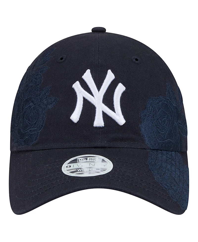 New Era Women's Navy New York Yankees Roses 9TWENTY Adjustable Hat