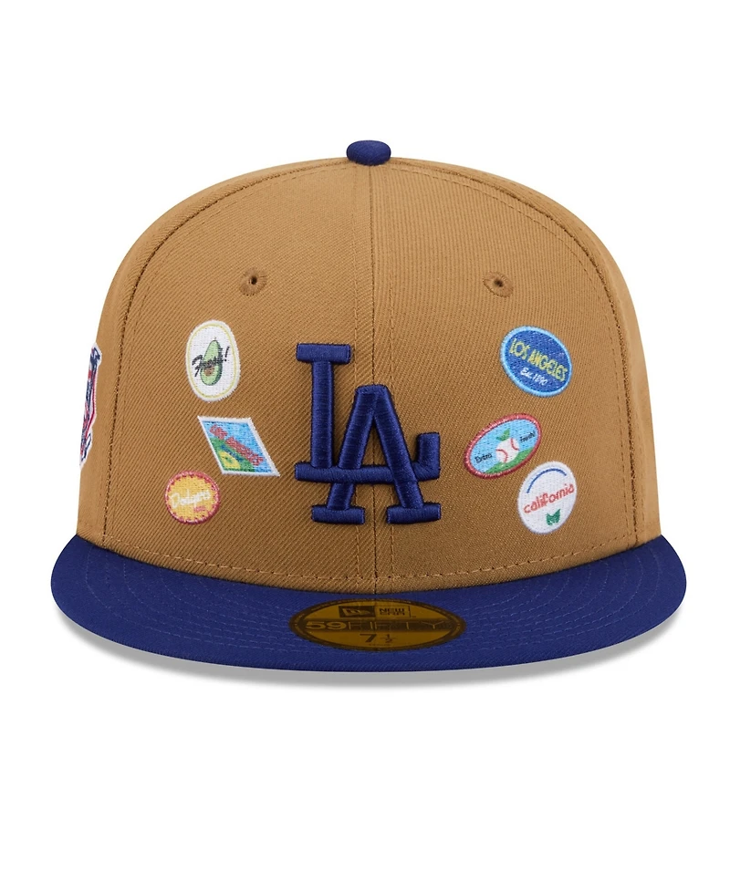 New Era Men's Tan Los Angeles Dodgers Fruit Sticker 59FIFTY Fitted Hat
