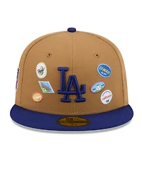 New Era Men's Tan Los Angeles Dodgers Fruit Sticker 59FIFTY Fitted Hat