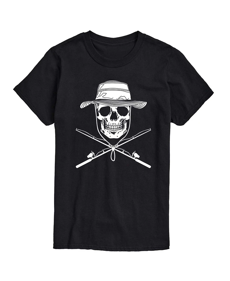 Airwaves Men's Instant Message Fisherman Skull Crossed Rods Graphic T-Shirt