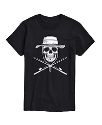 Airwaves Men's Instant Message Fisherman Skull Crossed Rods Graphic T-Shirt