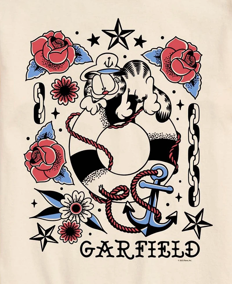 Airwaves Men's Garfield Tattoo Flash Graphic T-Shirt